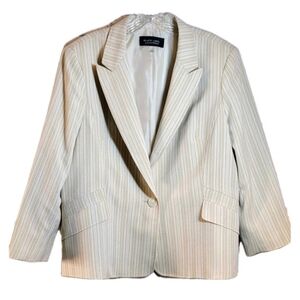 Black Label by Evan Picone Womens Blazer Size 16 Plus Cream Tan Lined Careerwear